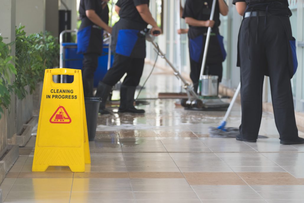 mopping and buffing a floor