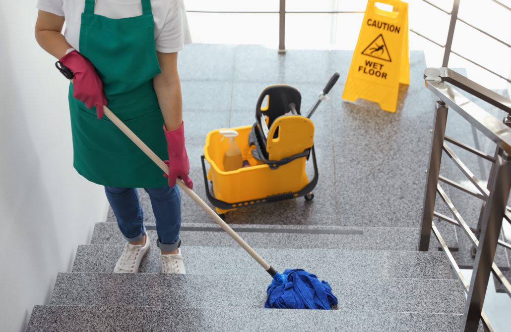 mopping the stairs