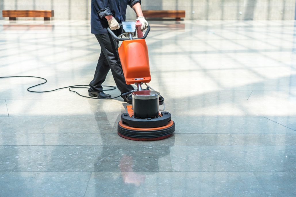 Buffing a marble floor