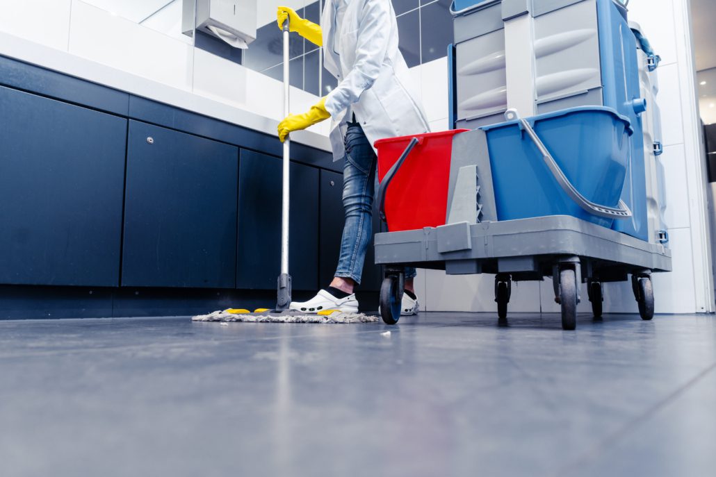 cleaning cart mopping floor