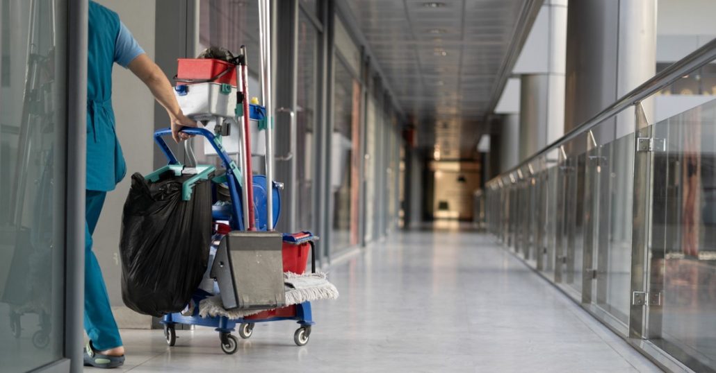 cleaning hallway